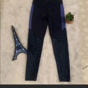 Joy Lab Floral Workout Leggings Blue Green Size Small